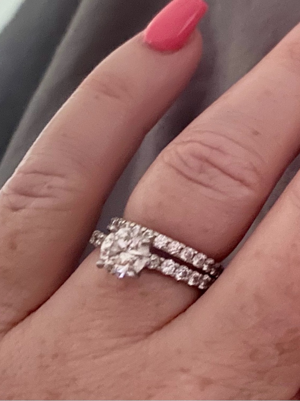 1.28 diamond wedding ring set in platinum. Gia report number 5201723825 size 7.5